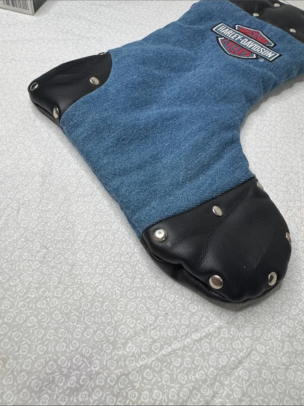 Harley-Davidson Stocking and Cards denim and leather VTG 2001